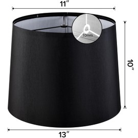 GOSO Classic Black Lamp Shade Set of 1,Medium-13 Inch Drum Replacment Lampshade,11×13×10 Inches Spider Lampshades for Table Lamps and Floor Lamp,Modern Shade for Bedroom,Living Room,Simple Assembly