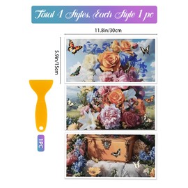 GLOBLELAND 3 Sheets Vintage Oil Painting Flower Basket Furniture Transfer 11.8x5.9inch Jewelry Butterfly Rub on Transfer UV Self-Adhesive Stickers Wall Art Craft for Furniture Room Desk Table