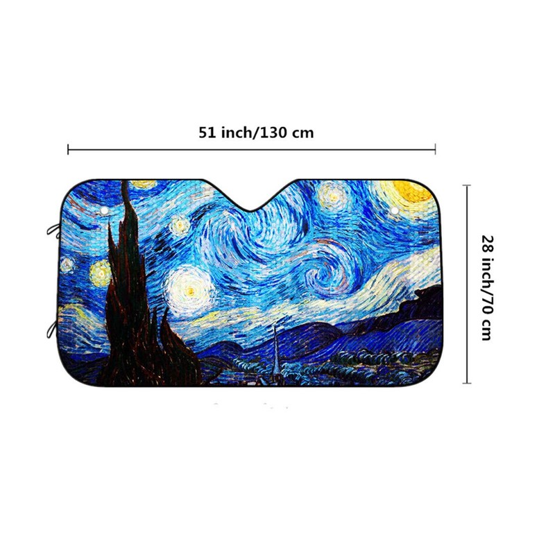 EUGU Car Windshield Sunshade,Van Gogh Starry Sky Heat Shield Sun