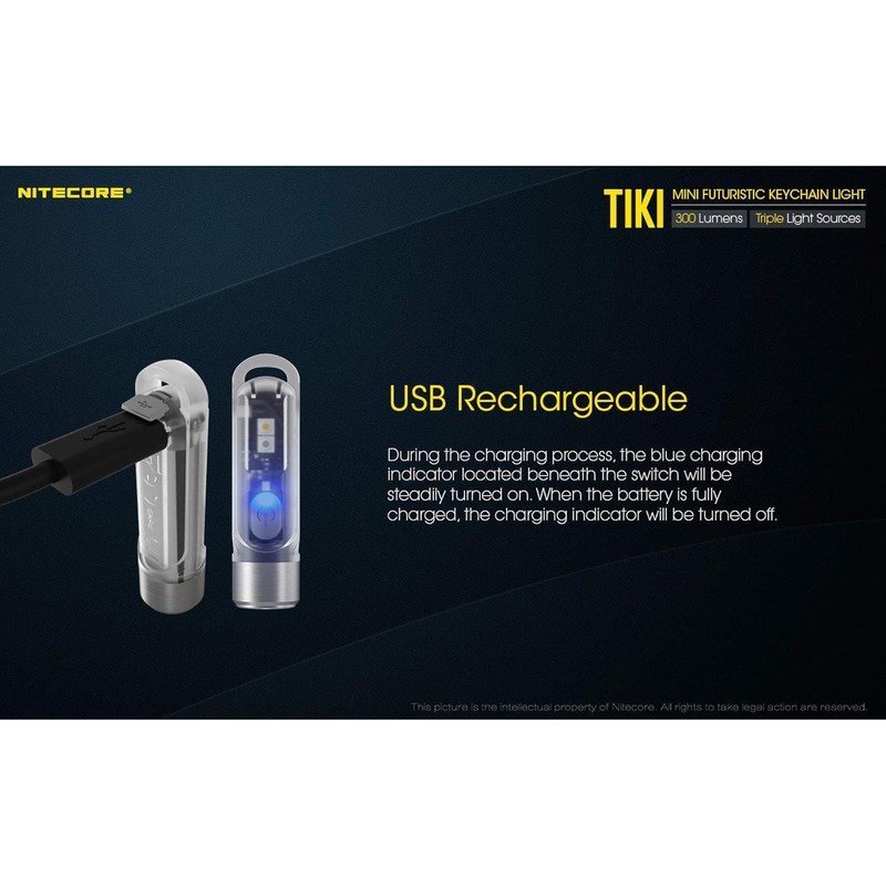 NITECORE Tiki 365nm UV/High CRI White Rechargeable Keychain/Gemstone ID Flashlight