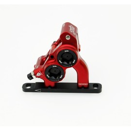 Juin Tech ETF Hydraulic Disc Brake Caliper Set - Flat Mount - 4-Piston Power for Road, Gravel & CX (Red, 160mm)
