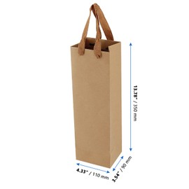MANCHAP 30 PCS 13.8 x 4.3 x 3.5 Inches Kraft Wine Bags, Wine Bottle Bags, Brown Paper Wine Bags Holder with Handles, Single Wine Carrier Bag Bulk for Party, Wedding, Retail, Events