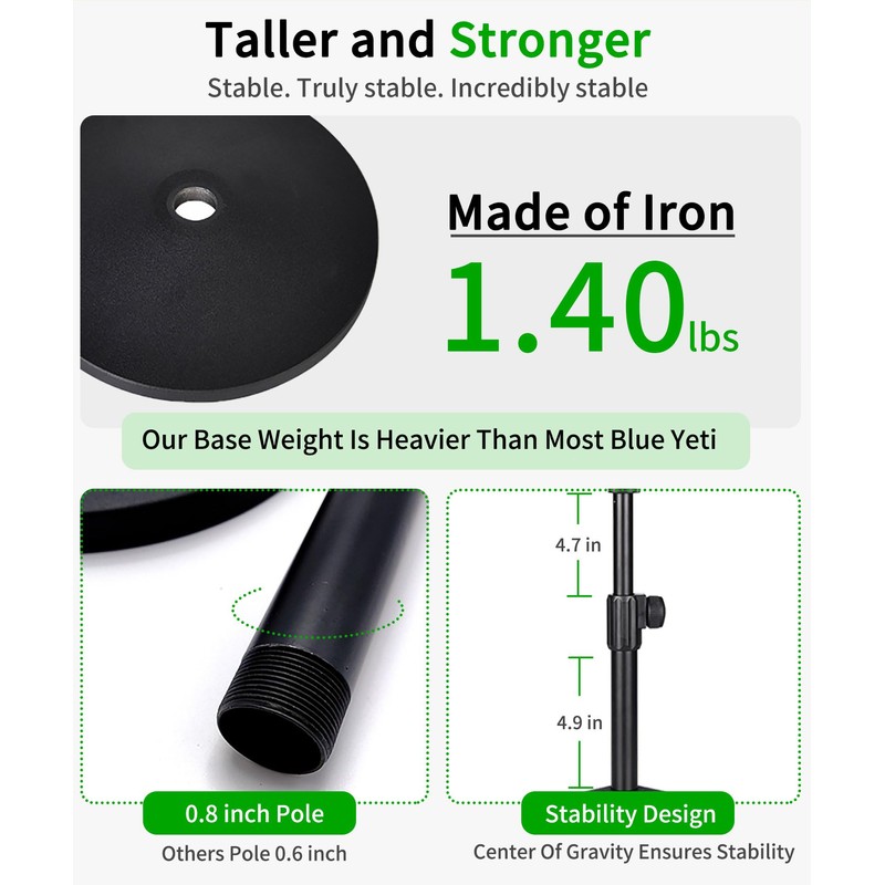 Singzhu Premium Heavy-Duty Mic Stand with Adjustable Height and Metal