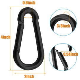 30Pack Carabiner Clips Heavy Duty, 4” Large Spring Snap Hooks Bulk, Galvanized Black 3/8” Carabiners for Camping, Solid Spring Clips for Home Gym Hanging Hammocks Swing Hiking-1100lbs Holding Capacity