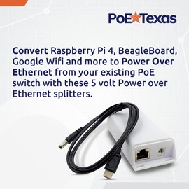 PoE Texas PoE+ Power for USB-C Devices, Including Google WiFi & Raspberry Pi – for POS Systems, Digital Signage & More, Extend Power Delivery Up to 328 Feet