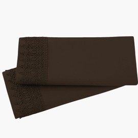 Southshore Fine Living, Inc. Linens® Set of 2 Pillows LACE Cases - Chocolate Brown Full/Queen