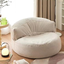 Bean Bag Chair Bean Bag Cover Chenille Single Lazy Sofa Cover Bean Bag Pouf Chair for Bedroom Living Room Garden, No Filler Kids Adults (Color : Off-White, Size : Empty Cover)