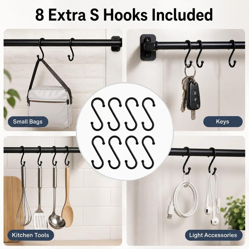 Soyinht 6PCS Curtain Pole Brackets, 8.3cm Black Metal Holders with