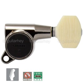 Gotoh NEW Gotoh SG381-M07 MIJ 6 in Line Set Tuners IVORY Style Buttons - COSMO BLACK