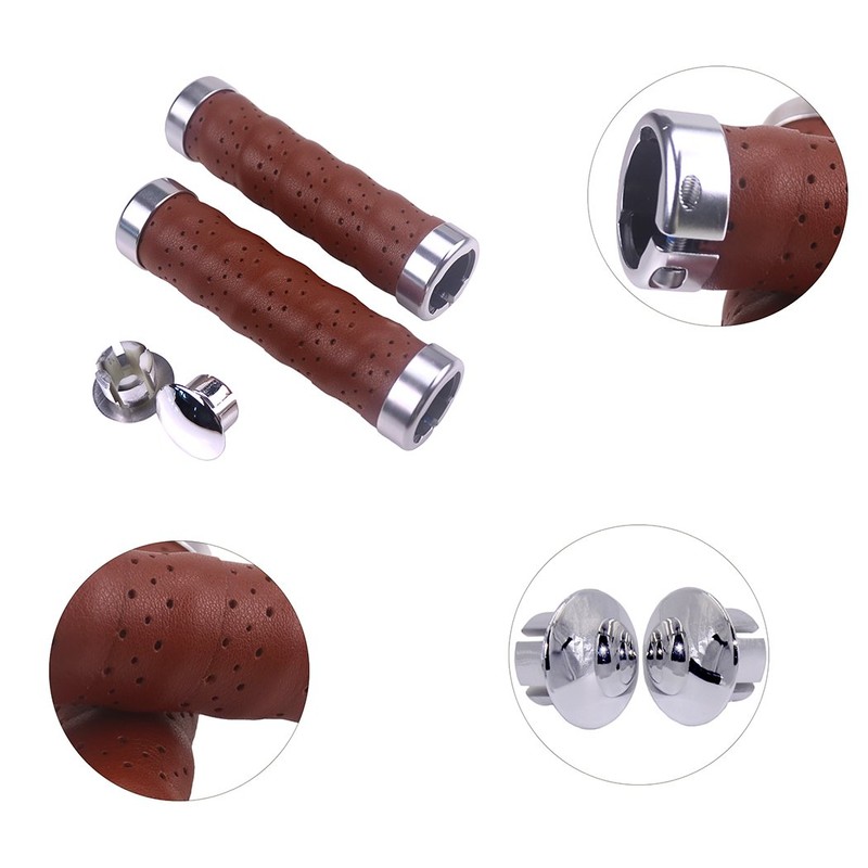 KINGOU Honey Brown Leather Handlebar Grip for Bicycle/Fixed Gear/Mountain/Folding Bike