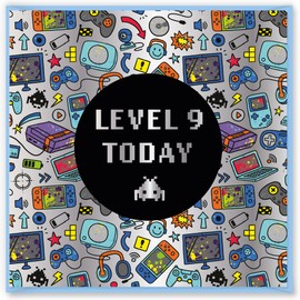 Design By Violet Gamer Level Up 9 Today Birthday Greeting Card Age 9 Happy Birthday Card For Boy Girl Thoughtful Present Blank Inside With Stylish Gamer Design 15cm x 15cm