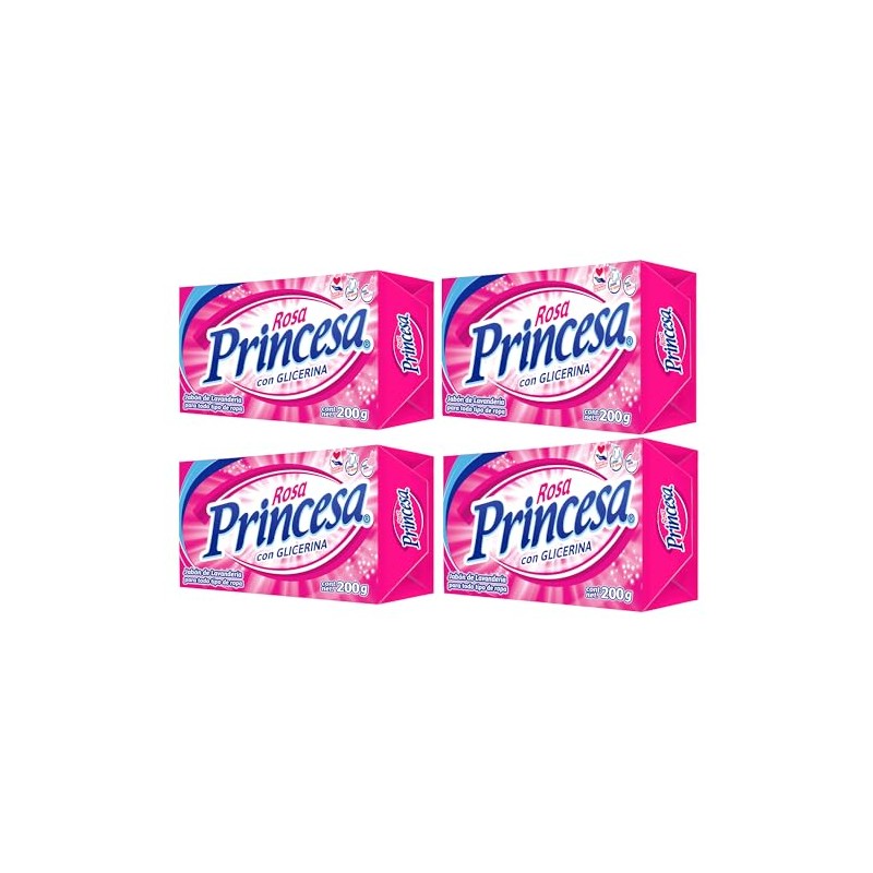 JABÓN ROSA PRINCESA 200 g, Paquete de 4 unidades.