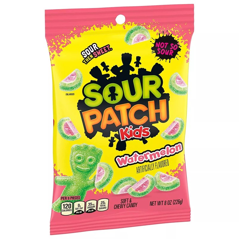 Sour Patch Kids Sweet and Sour Candy Watermelon, 8-Ounce Bag,