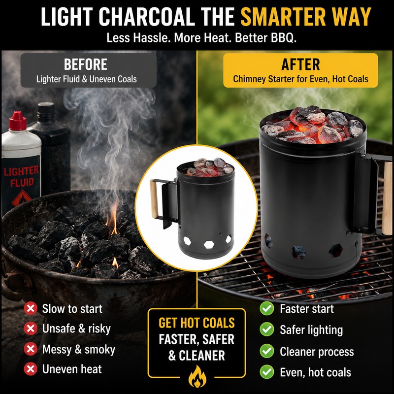 Charcoal Chimney Starter for Outdoor Grilling – Rapid Metal BBQ