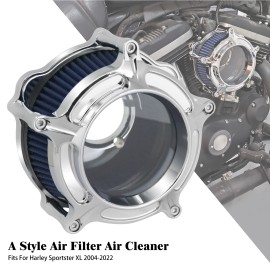 YHMTIVTU Chrome Transparent Air Filter Blue Intake For Harley 04-2022 Sportster 883 1200