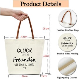 Toozen Leaving Gift Educator Canvas Tote Bag, Thank You Gift for Teacher, Shopping Bags with Heart, Nursery Farewell Gift for Teacher Teacher Thank You Gift from Students