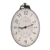 Benjara Distressed Oval Shape Wooden Wall Clock with Ring Hanger,