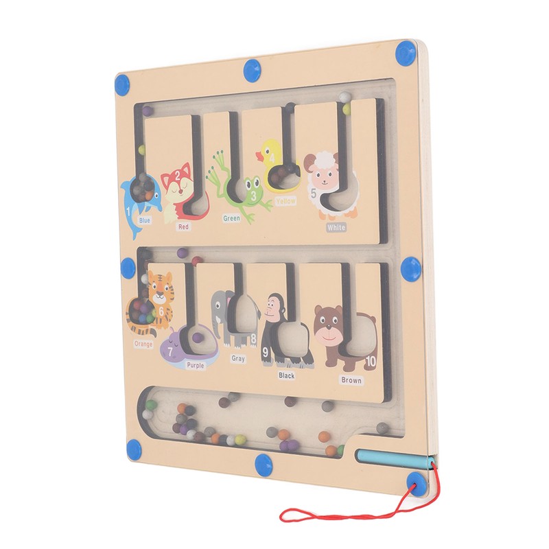 Magnetic Color and Number Maze Board Early Education Wooden Matching