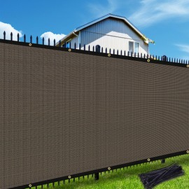 Artpuch 6'x11' Balcony Privacy Screen Fence Mocha Commercial Premeable Shade Cover with Grommets Heavy Duty Residential Fencing, for Porch, Patio, Backyard, AF06 (Customized Available)