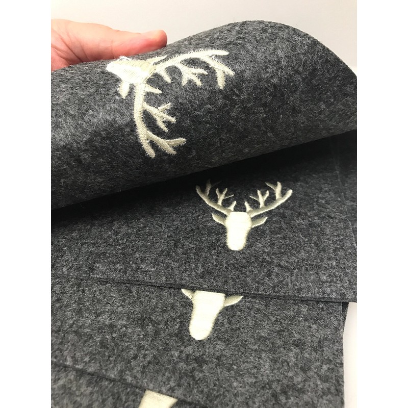 CH Trading Felt Deer Rectangular Placemats in Dark Grey with