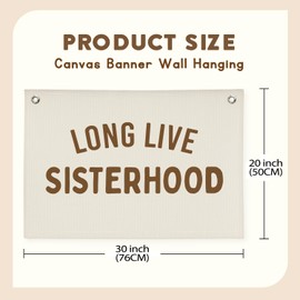 XYDEG Girls Room Decor,Long Live Sisterhood Canvas Banner,Nursery Playroom Wall Decor for Girls Bedroom Toddler Decorations Teen Girls Room Decor,Twins Bedroom Decor Flag Canvas Banner 30x20 Inch