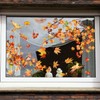 Fall Window Stickers, Maple Leaf Birds Double-Side Glass Decals，Anti-Collision Glass