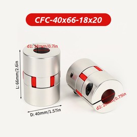 18 mm to 20 mm Flexible Shaft Coupling, Diameter 40 mm Length 66 mm Aluminium Motor Connector Flexible
