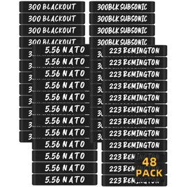 48 Pack Magsaddle Magazine Marking Bands 5.56 NATO, 223 Remington, 300 Blackout, 300BLK Subsonic Ammo Caliber Label Identification Marker Holster Accessories (Black - White)