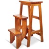 BETTARY 3-Step Folding Wooden Step Stool, Portable Anti-Slip Step Ladder,