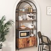 Jehiatek Arched Bookshelf, Bookcase with Doors Storage, 71 Inches Tall