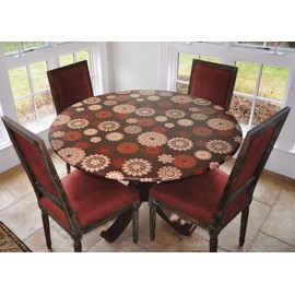 LAMINET Elastic Fitted Table Cover - Medallion - Small Round - Fits Tables up to 44 Diameter