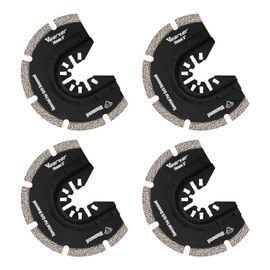 Vearter 4PCS Diamond Multi Tool Blade, 76mm Semi Circle Universal Multitool Blades for Grit Grout Removal, Quick Release Multi Tool Blades for Tile, Air Brick, Cement, Concrete, Masonry