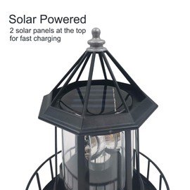 Tookie Solar Powered Lighthouse, 360 Degree Rotating IP65 Waterproof Garden Smoke Towers Statue Lights, Landscape Beacons Lamp for Lawn Patio Pond Yard Outdoor Decor