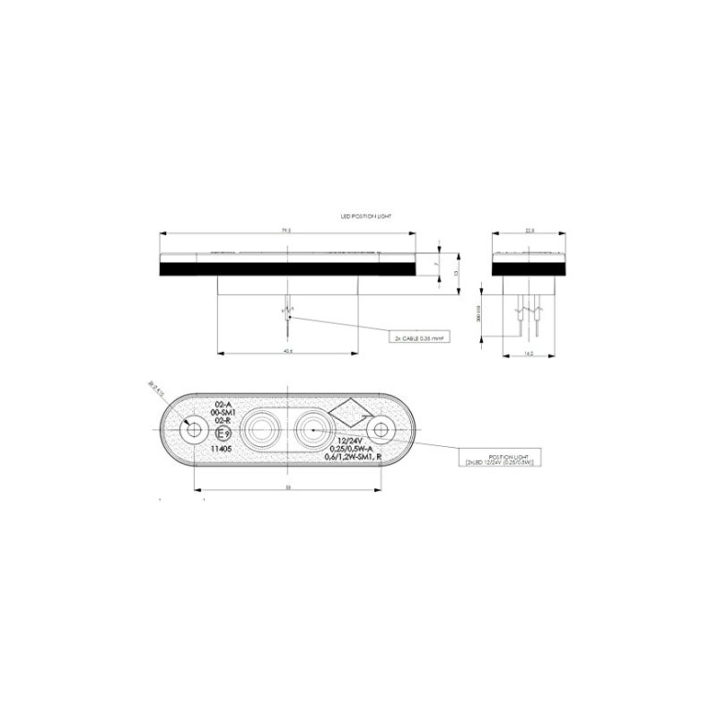 BUL BARS 2 x 2 SMD LED Red Side Light