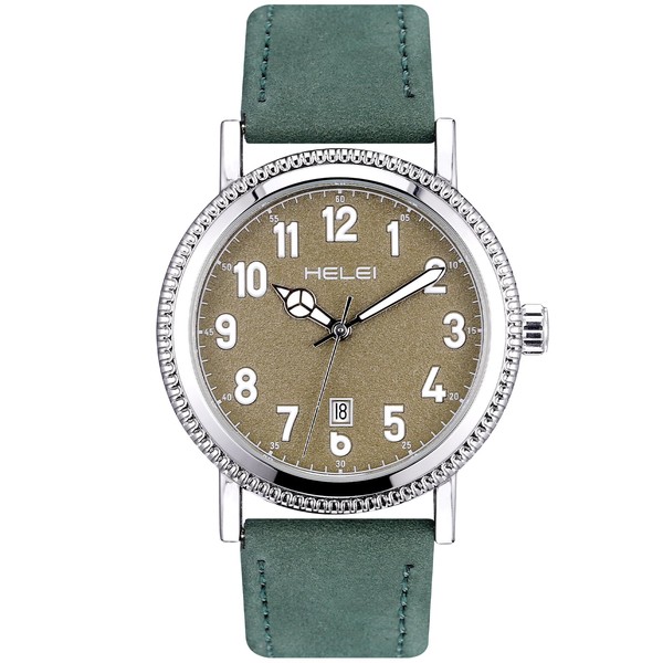 JIZZU Mens Watches Analog Quartz Watch, Man Leather Watches with