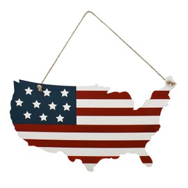 Patriotic Metal American Flag Wall Hanging Decoration,Rustic Memorial Day Metal US Flag Map Decorative Plaque Sign Front Door Hanger Indoor Outdoor 4th of July Independence Day Decor (star&stripes)