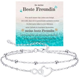 Jbniuay Anklet for Women 925 Sterling Silver - Infinity Heart Anklet - Women's Anklet - Friendship Anklet Adjustable 23 + 5 cm - Gifts for BFF, Silver