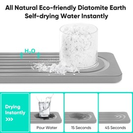 Stone Quick Dry Sink Splash Guard, Instant Dry Diatomite Stone Sink Tray, Water Absorbing Stone Drying Tray for Sink Stone Tray Mat, Faucet Mat for Kitchen Sink Stone Drying Mat for Kitchen Bathroom