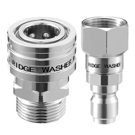 RIDGE WASHER Pressure Washer Swivel Adapter, Stainless Steel M22 14mm to 3/8" Quick Connect, Stainless Quick Disconnect for Pressure Washer Hose, 5000 PSI, 2 Pack