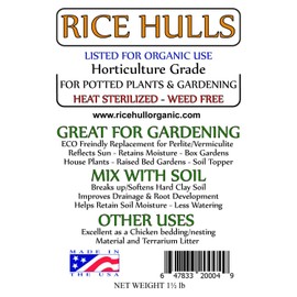 Rice Hulls - Organic Use – 1.5lb Bag - House Plants – Gardening - Chicken Bedding Nesting