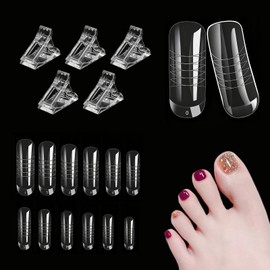 Polygel Toenail Kit for Toes,Polygel Nail Kit,Toe Nail Tips,Dual Forms for Polygel Toenail Forms(60PCS)
