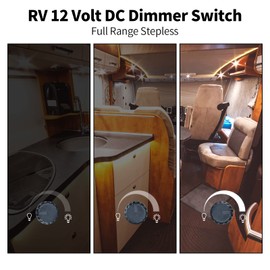 briidea 12V Dimmer Switch, Briidea Rv 12V 5A 60W Dimmer Switch for Led, Halogen, Incandescent, Used for Rvs, Travel Trailers, Marine, Auto, Black Large
