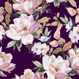 FunStick Dark Purple Floral Wallpaper Peel and Stick Vintage Pink Purple Peony Wallpaper Removable Self Adhesive Wall Paper Decorative Purple Floral Contact Paper for Cabinets Bedroom Walls 17.5"x118"