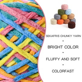 3 Pack Fluffy Chenille Chunky Yarn for Crocheting 100g(65.6yd) - Baby Yarn for Crocheting Soft - Velvet Yarns for Crochet Blanket - Amigurumi Crochet Yarns (Neon)