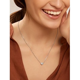 SILVERCUTE Dainty Small A-Z Letter Necklace 925 Sterling Silver Monogram Name Choker Heart Pendant Initial F Necklaces for Women Girls