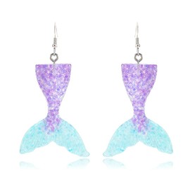 CHUNYANAN Unique Elegant Colorful Princess Mermaid Dangle Drop Earrings for Women Lovely Temperament Sparkly Bohemian Earrings Jewelry Gift (Colorful Princess Mermaid Earrings)