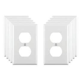 RiteAV 10 Pack Receptacle Outlet Covers Duplex Wall Plate Kit Standard Size 1 Gang 4.5" x 2.75" Unbreakable Polycarbonate Thermoplastic