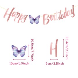 Butterfly Birthday Party Decoration,Happy Birthday Bunting Banner Butterfly Flower Ceiling Hanging Swirl Streamers Wall Stickers for Girl Women Princess Spring Birthday Party Decoration Supplies