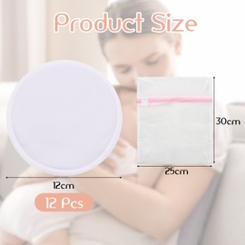 Scettar 12 PCS Breast Pads with Laundry Bag, Organic Bamboo Nursing Pads, Reusable Breast Pads, Washable Nursing Pads for Breastfeeding, Highly Absorbent Nursing Pads