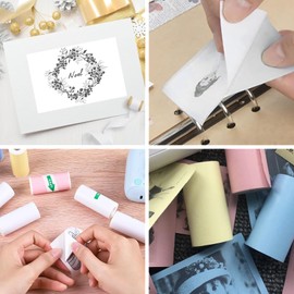 16 Rolls Printing Paper Stickers for Mini Printers Thermal Paper Coloured Stickers Cash Certificate Paper (57 x 25 mm)